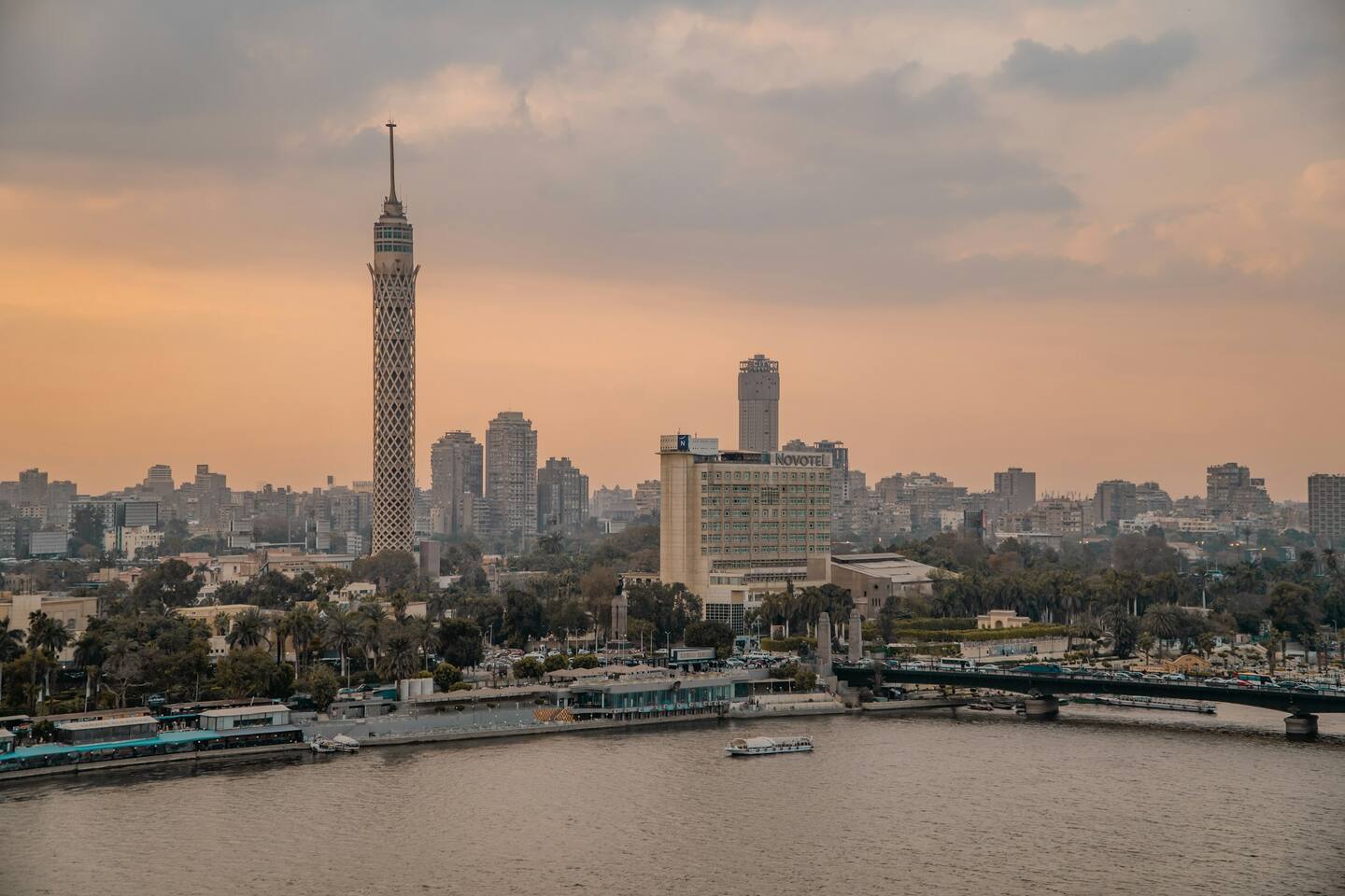 The Cairo Tower and the city skyline across the Nile